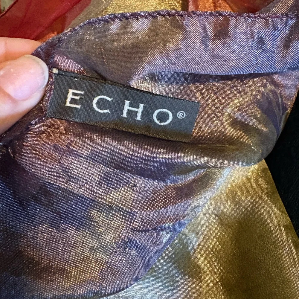 Echo Made‎ in Italy Silk Scarf Metallic Color Block (0750)